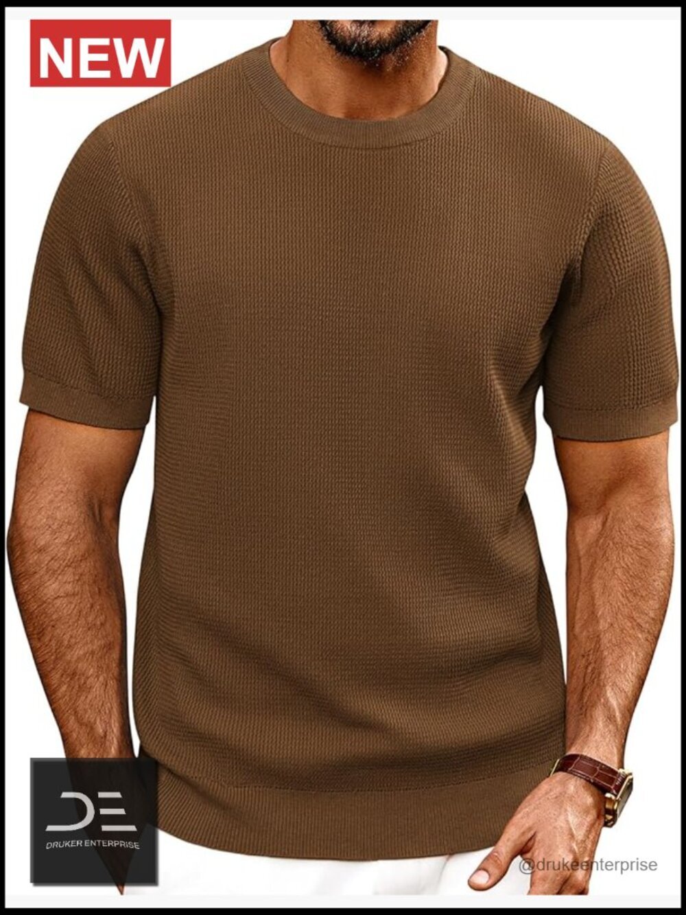 Men's Textured Knit Short Sleeve Pullover T-Shirt